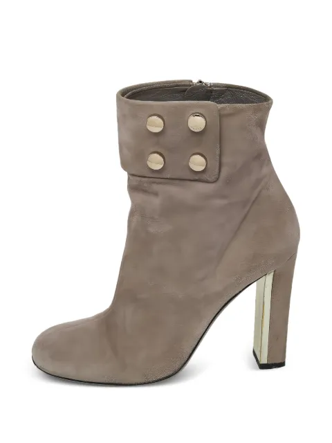Gucci Pre-Owned fold-over button-detail heeled ankle boots Grey 479118