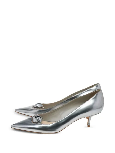 Christian Dior Pre-Owned rose-motif pointed-toe pumps Silver 565700