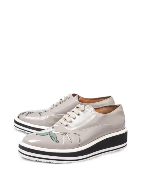 Prada Pre-Owned floral-print platform oxfords Grey 466837