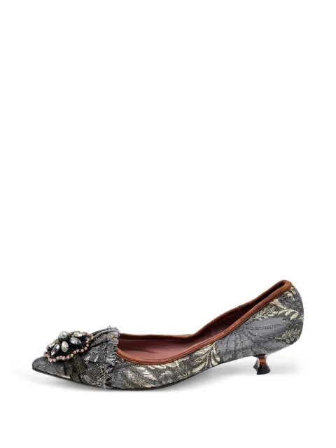Miu Miu Pre-Owned jacquard embellished pumps Grey 541265