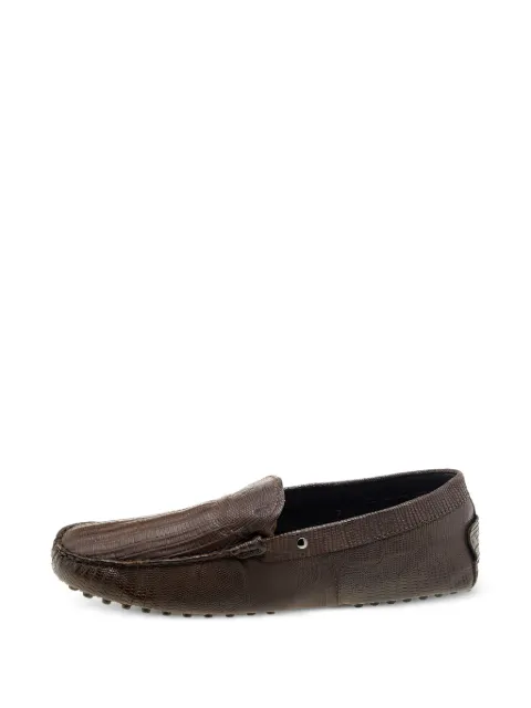 Tod's Vintage lizard-embossed leather loafers Brown 612631
