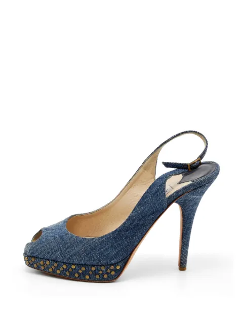 Jimmy Choo Pre-Owned studded peep-toe heeled sandals Blue 645256