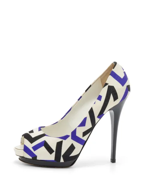 Giuseppe Zanotti Vintage printed peep-toe pumps White 666331