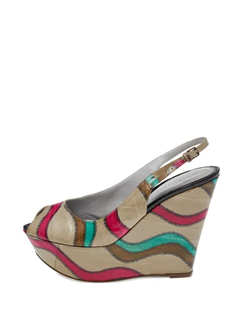Sergio Rossi stitch platform wedge sandals Neutrals 492076