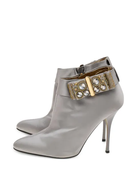 Roberto Cavalli Vintage bow-embellished ankle boots Grey 562104