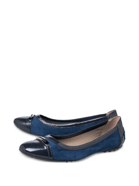 Tod's Vintage embellished cap-toe ballet flats Blue 466778
