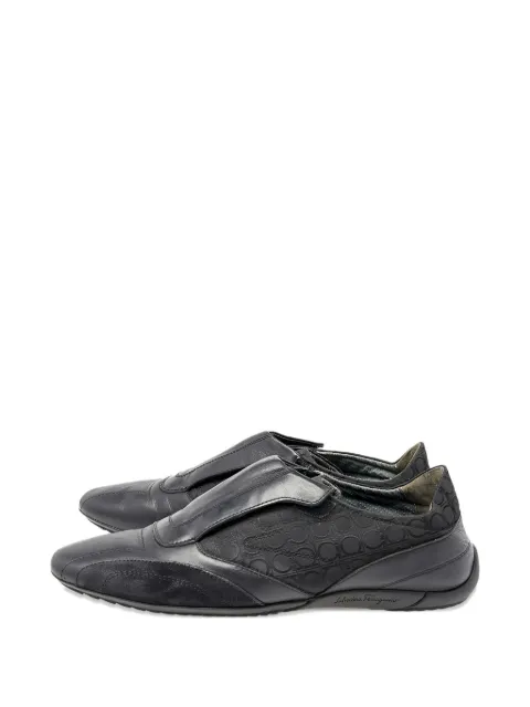 Ferragamo Pre-Owned Gancini-canvas slip-on sneakers Black 492155
