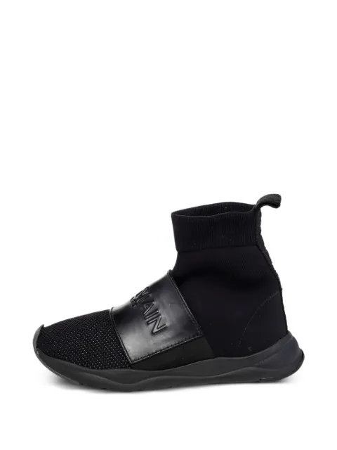 Balmain Pre-Owned Cameron logo-strap high-top slip-on sneakers Black 471956