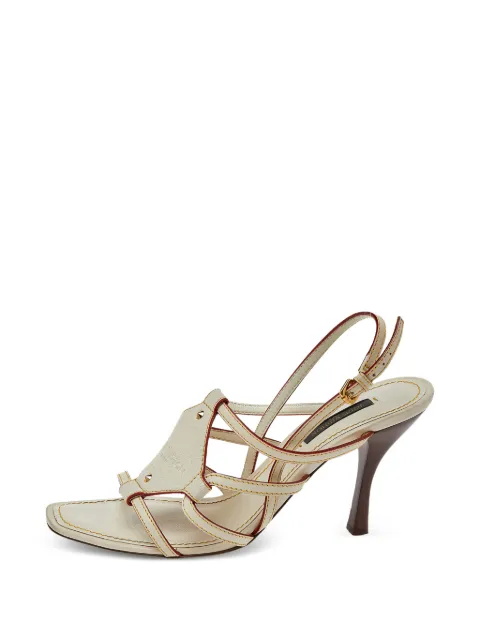 Louis Vuitton Pre-Owned 95mm contrast-stitch heeled sandals White 502521