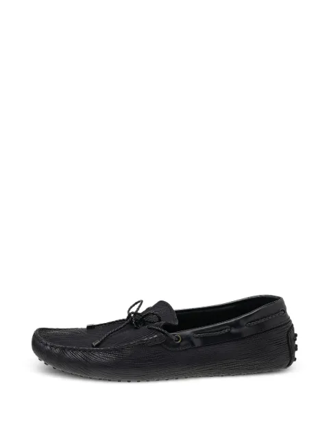 Tod's Vintage bow-detail leather boat shoes Black 541104