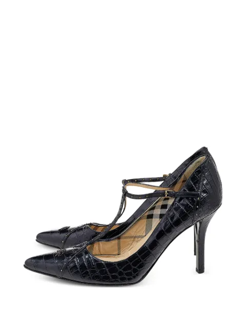 Burberry Pre-Owned croc-embossed T-strap pumps Black 551392