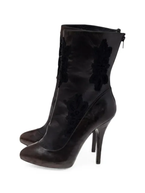 Dolce & Gabbana Pre-Owned lace-detail calf leather ankle boots Brown 563322