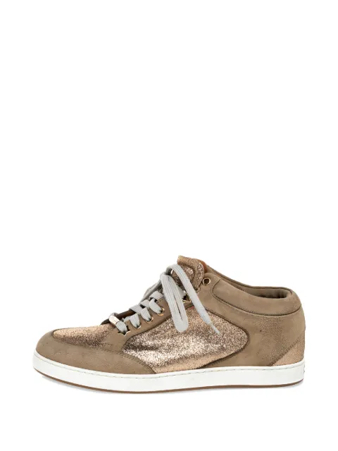 Jimmy Choo Pre-Owned Miami glitter suede sneakers Neutrals 479409