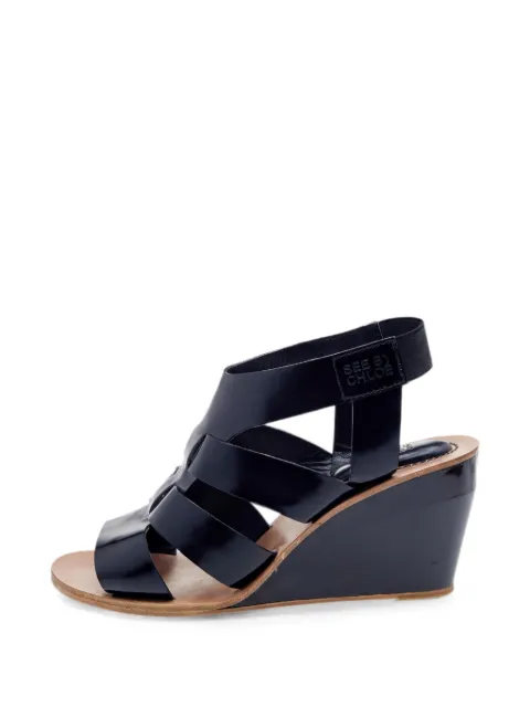 See by Chloé slingback wedge sandals Black 614211