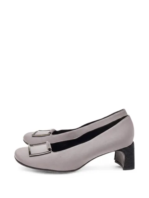Gucci Pre-Owned square-toe metal-trim pumps Grey 492231