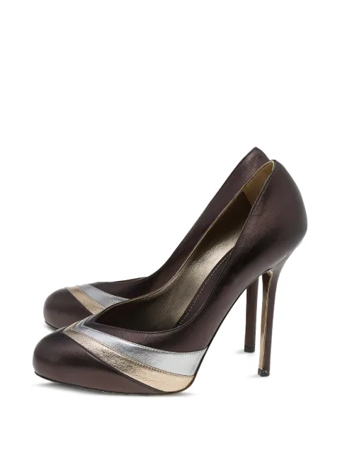 Sergio Rossi cap-toe stitch-detail pumps Brown 566905