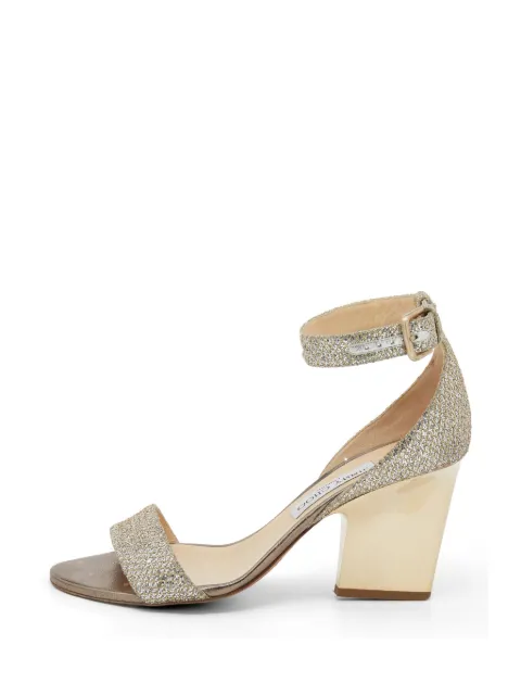 Jimmy Choo Pre-Owned glitter ankle-strap heeled sandals Gold 645807