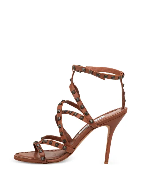 Manolo Blahnik studded ankle-strap sandals Brown 467087