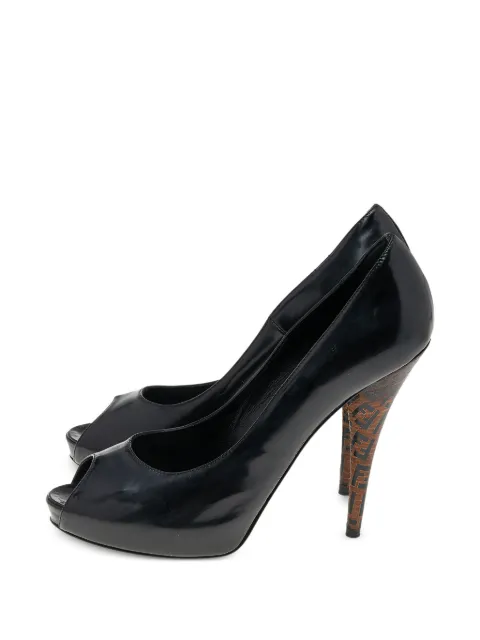 Fendi Pre-Owned Zucchino peep-toe pumps Black 569357