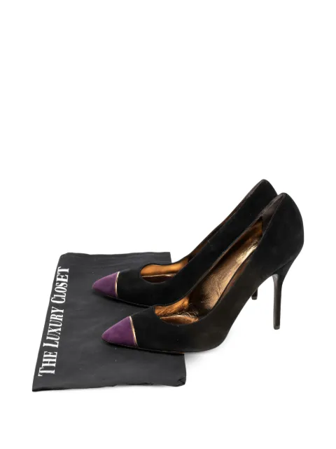 Saint Laurent Pre-Owned cap-toe pointed pumps Black 482079