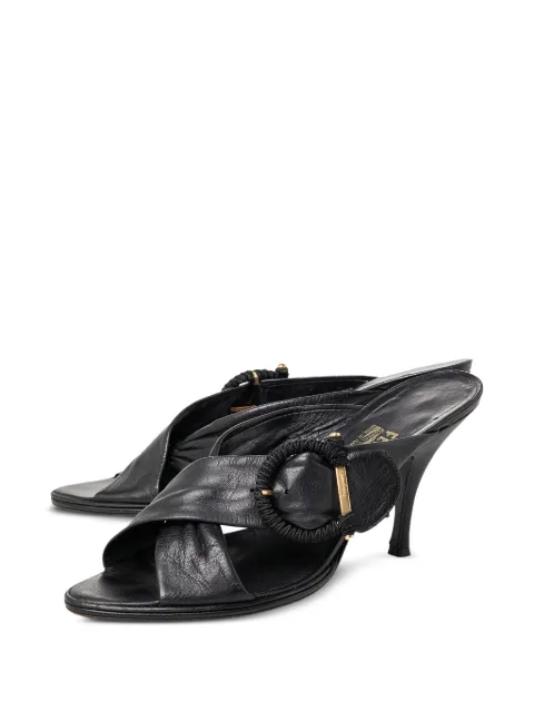 Ferragamo Pre-Owned buckle crossover sandals Black 467084