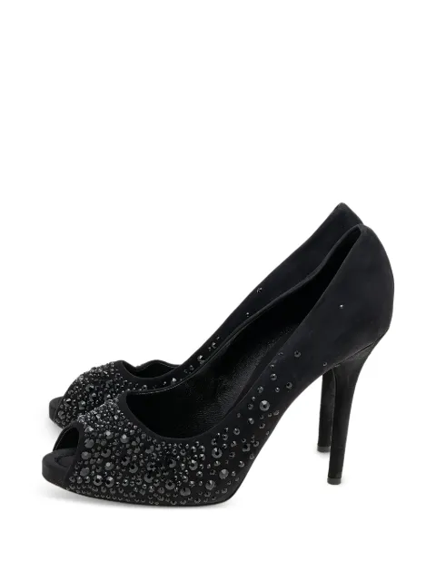 Dolce & Gabbana Pre-Owned crystal-embellished peep-toe pumps Black 610477