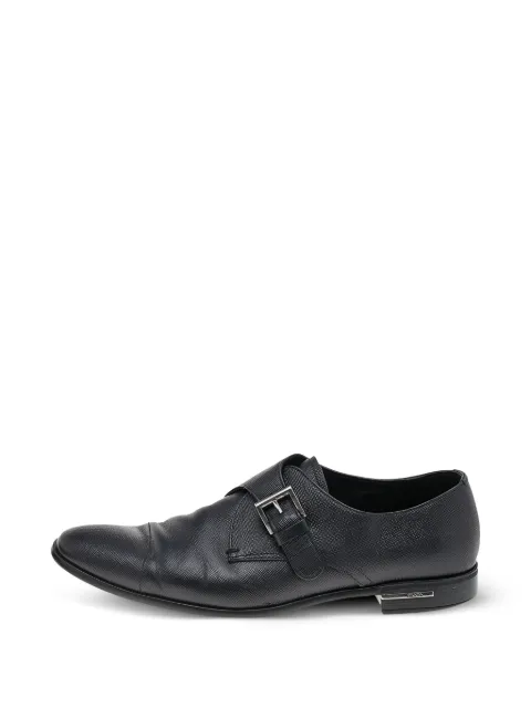 Prada Pre-Owned Saffiano leather buckled shoes Black 569218