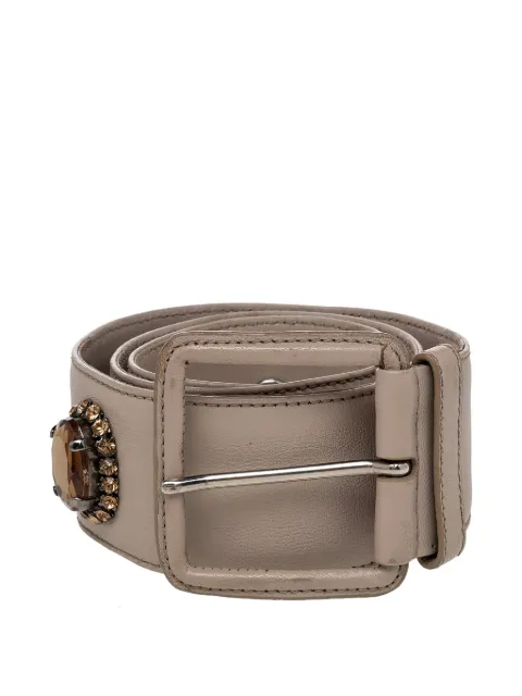Miu Miu Pre-Owned crystal-embellished leather belt Neutrals 474317