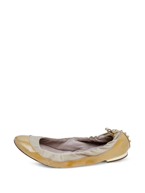 Burberry Pre-Owned scrunched spiked ballet flats Neutrals 541208