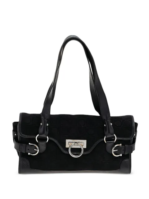 Ferragamo Pre-Owned Gancini velvet tote bag Black 570634