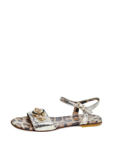Roberto Cavalli Vintage logo-motif leather sandals Gold 569339