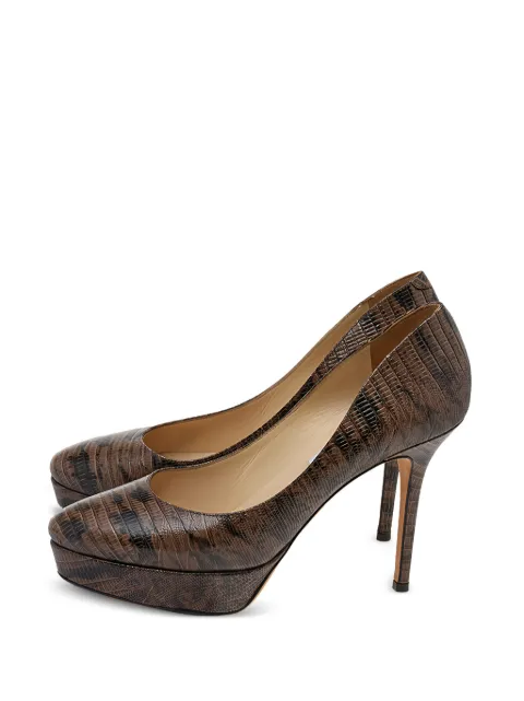 Jimmy Choo Pre-Owned 110mm Cosmic lizard-embossed heeled pumps Brown 570085