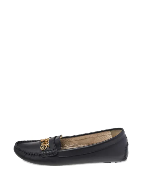 Carolina Herrera Vintage logo-charm leather loafers Black 492116