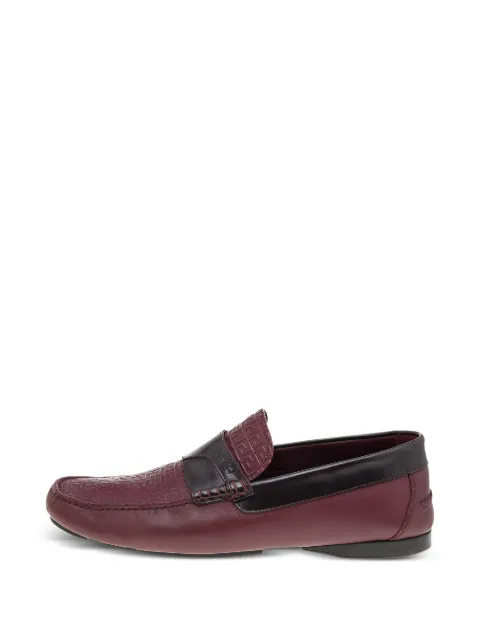 Versace Pre-Owned Monogram-embossed leather loafers Red 569203