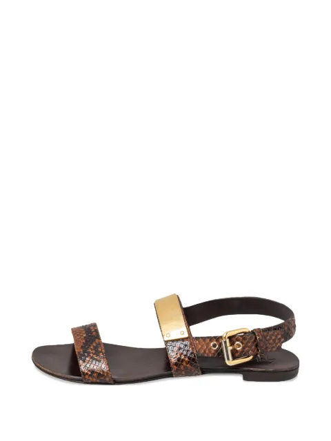 Giuseppe Zanotti Vintage python leather flat sandals Brown 466834