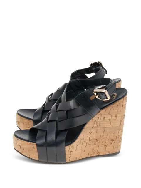 Tory Burch 125mm leather wedge sandals Black 563800