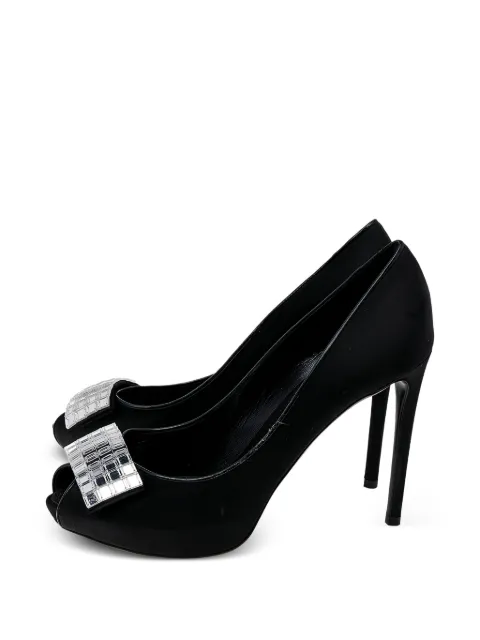 Louis Vuitton Pre-Owned 110mm satin mbellished heeled pumps Black 499955