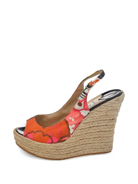 Jimmy Choo Pre-Owned 120mm canvas espadrille sandals Red 492079