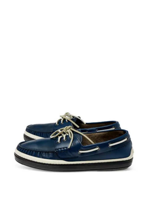 Tod's Vintage lace-up leather boat shoes Blue 492029