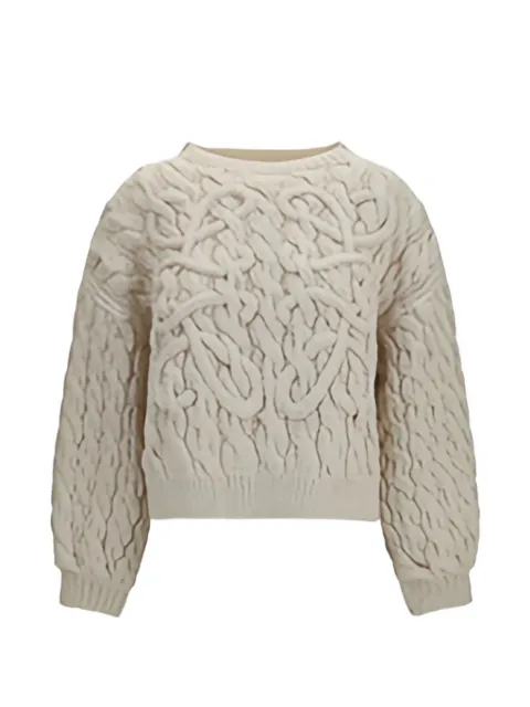 LOEWE Anagram cable-knit sweater Neutrals S616Y14K85