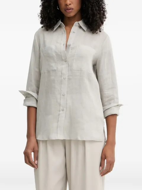 Silvian Heach Tobela crystal-embellished chest-pocket shirt Grey GPP26436CA