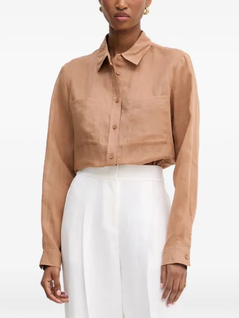 Silvian Heach Tobela crystal-embellished button-up shirt Pink GPP26436CA