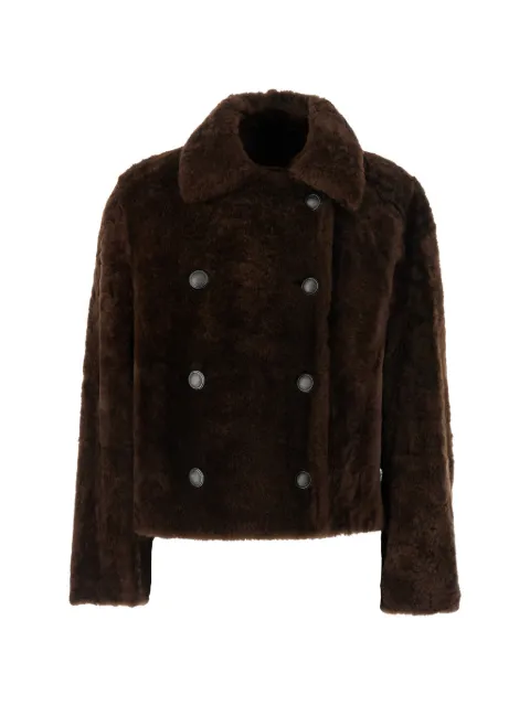 Brunello Cucinelli double-breasted shearling coat Brown MPMBP3126
