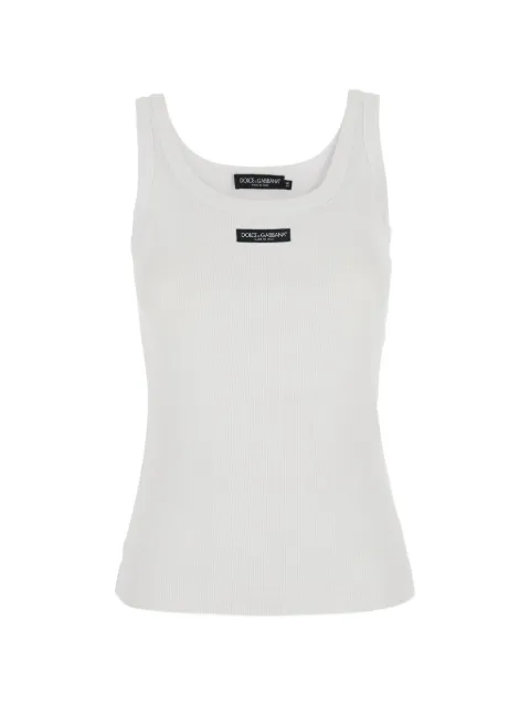 Dolce & Gabbana logo-patch ribbed-knit tank top White F8W51TFU7AVW0800