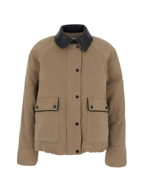 Brunello Cucinelli leather-trim panelled jacket Neutrals MG5457551C5456