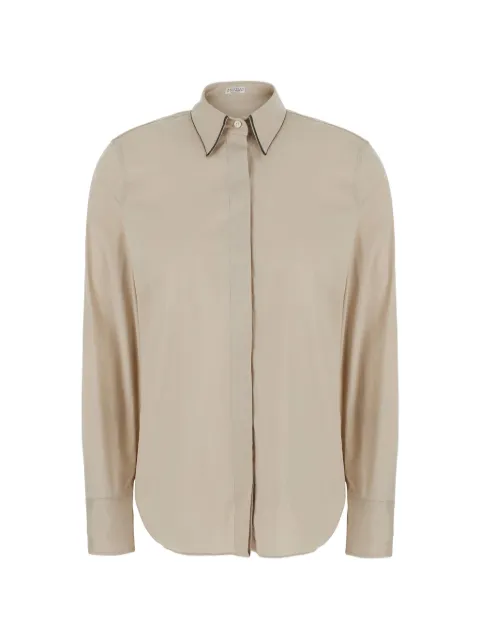 Brunello Cucinelli Monili-trim long-sleeve shirt Neutrals M0091MA606