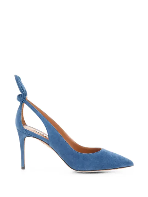 Aquazzura bow-detail stiletto pointed-toe mules Blue DENMIDP0SUECHB