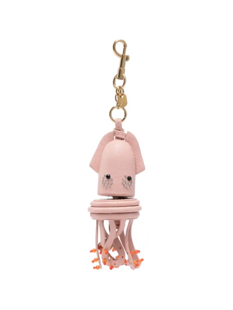 Anya Hindmarch squid-shape bead-embellished keyring Pink 208444