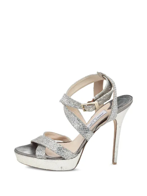 Jimmy Choo Pre-Owned glitter-embellished sandals Silver 521266