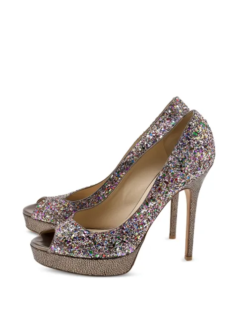 Jimmy Choo Pre-Owned Vibe glitter peep-toe pumps Pink 619128